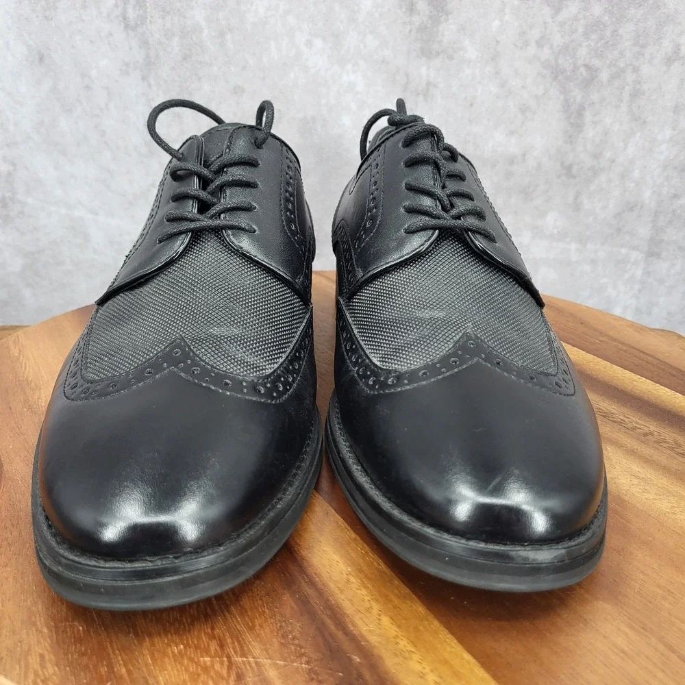Express Oxford Shoes Mens 12 Black‎ Faux Leather Wingtip Dress Shoes